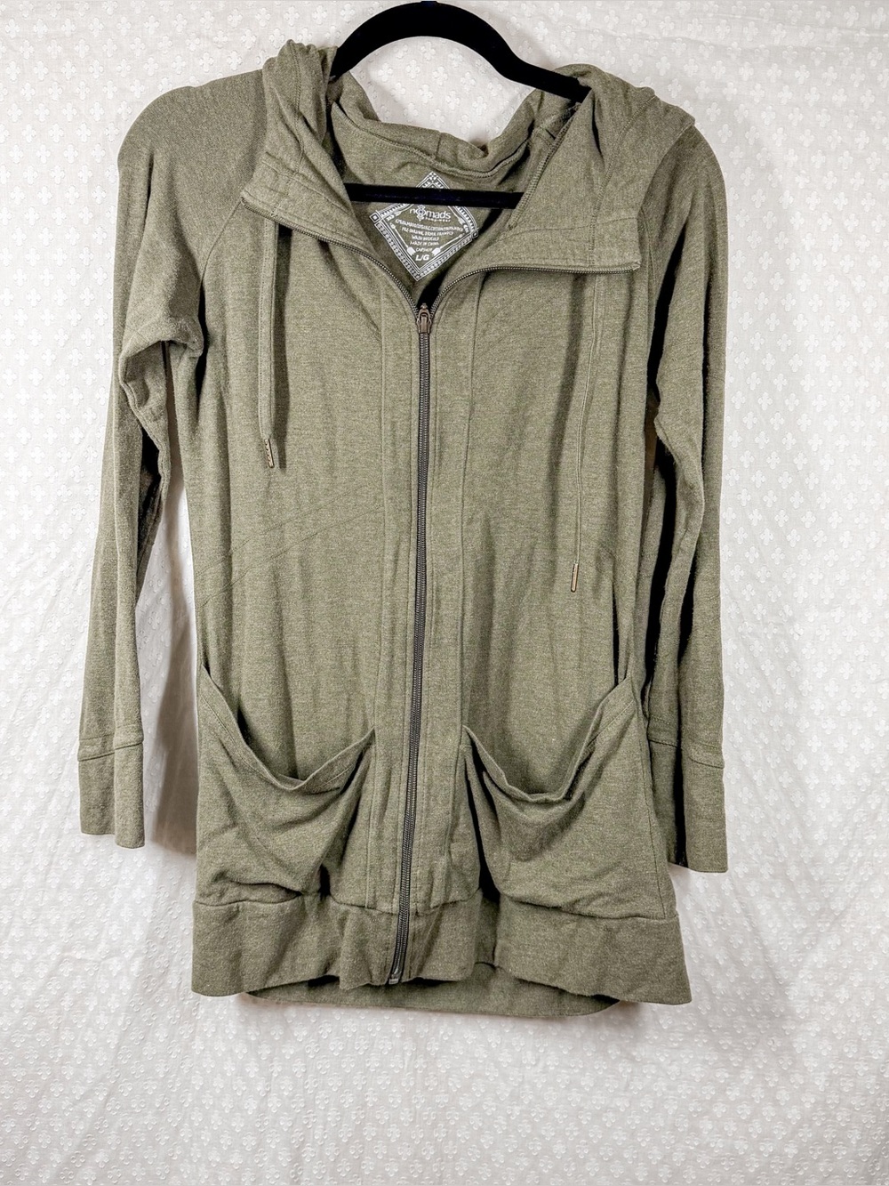 Nomads Green Bamboo Blend Hooded Full Zip Jacket